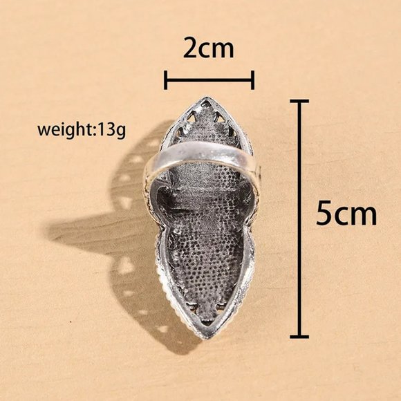 Western Southwestern Aged Silver & Turquoise Boho Statement Ring NEW - Picture 5 of 6